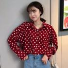 Long-sleeved Polka-dot Straight Blouse