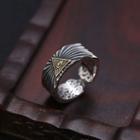 925 Sterling Silver All Seeing Eye Open Ring Dark Silver - One Size