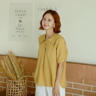 Sailor-collar Half-placket Blouse