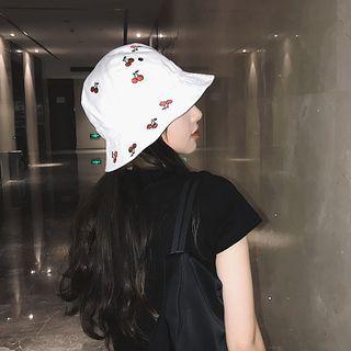 Cherry Embroidered Bucket Hat