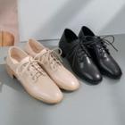 Genuine Leather Low Heel Lace-up Derbys