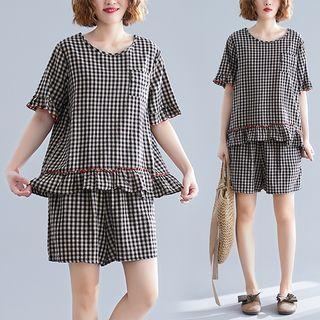 Set : Plaid Top + Plaid Shorts