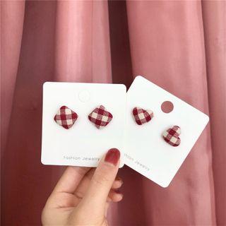 Plaid Square / Heart Earring