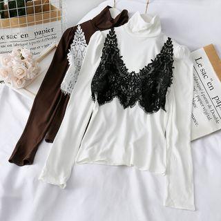 Turtleneck Mock Two-piece Top