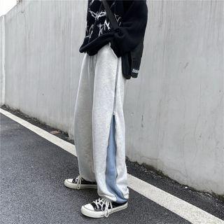 Gather-hem Zip-side Sweatpants