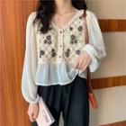 Floral Embroidered Panel Blouse