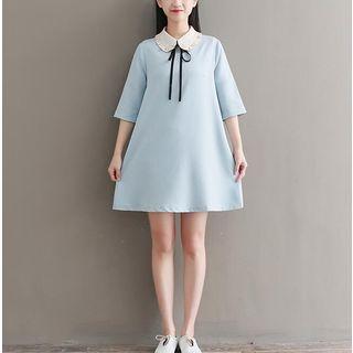 Peter Pan Collar 3/4-sleeve Shift Dress