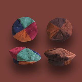 Paneled Corduroy Beret