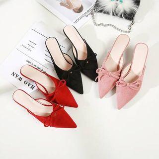 Bow Pointy-toe Kitten-heel Mules