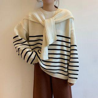 Set: Striped Sweater + Cape