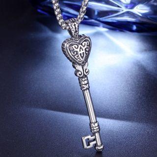 Heart Key Pendant Without Chain - Pendant - Silver - One Size