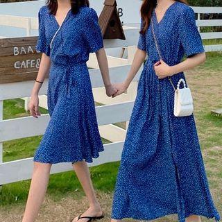 Polka Dot V-neck Short-sleeve Dress