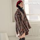 Oversized Plaid Shirt Jacket Charcoal Gray - One Size