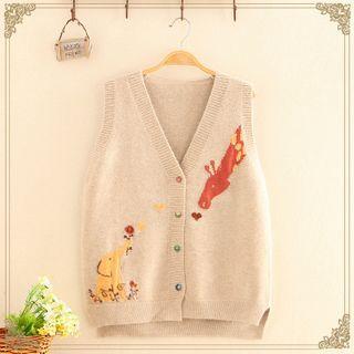 Elephant & Giraffe Jacquard Knit Vest