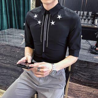 Star Embroidered Elbow-sleeve Shirt