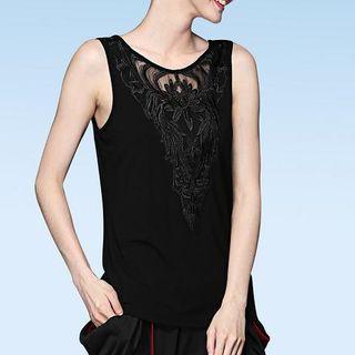 Sleeveless Paneled Embroidered Top