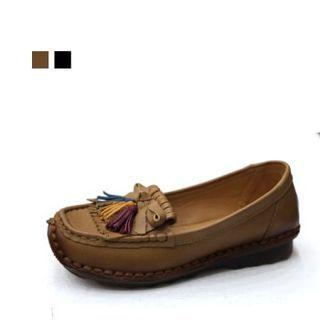 Cowhide Fringe Tassel Loafers
