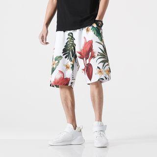 Band-waist Printed Knee-length Shorts