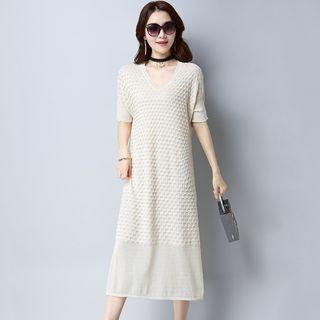 Short-sleeve Knit Shift Dress