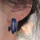 Plain Layered Circle Earring Blue - 1451a#