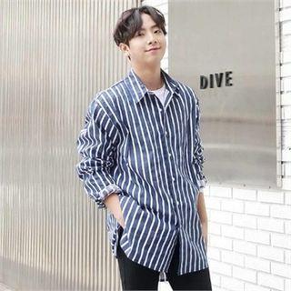 Over-fit Dip-back Striped Shirt