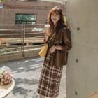 Frilled Collar Faux-leather Jacket