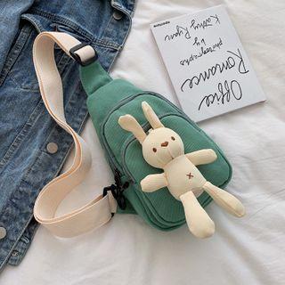 Rabbit Applique Canvas Sling Bag