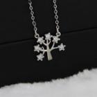 925 Sterling Silver Rhinestone Tree Pendant Necklace Necklace - Tree - One Size