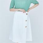 Flap-front Button-accent Skirt