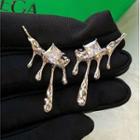 Rhinestone Melting Alloy Earring 1 Pair - Eh1100 - Stud Earrings - Gold - One Size