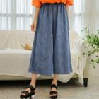 Band-waist Washed Denim Culottes