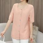 Buttoned Elbow Sleeve Top