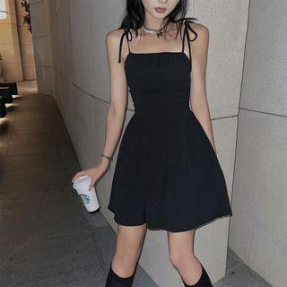 Cropped Cardigan / Spaghetti Strap Mini A-line Dress