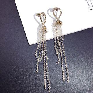 Rhinestone Faux Crystal Fringed Drop Earring 1 Pair - Silver Needle - Gold - One Size