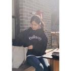 Ordinary Lettered Layered Hoodie Navy Blue - One Size