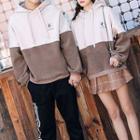 Couple Matching Color Block Hoodie / Mini Plaid A-line Skirt