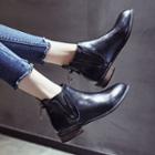Faux Leather Chelsea Low Heel Ankle Boots
