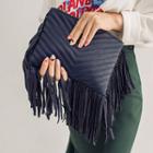 Fringed Quilted Zip Clutch