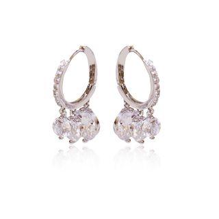 White Gold Plated Rhinestone Bead Earring
