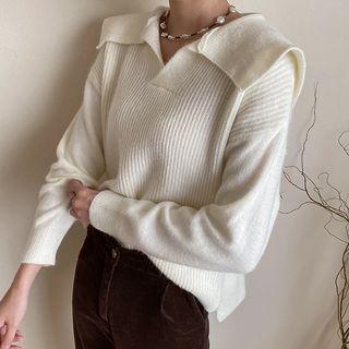 Sailor-collar Dip-back Knit Top