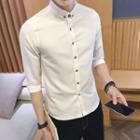 Elbow-sleeve Button-down Collar Shirt