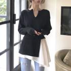 Mock Two-piece Sweater As Shown In Figure - One Size