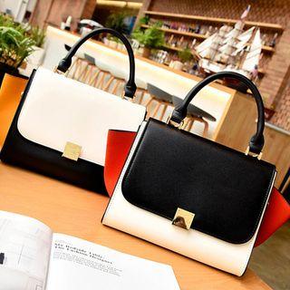Faux-leather Color Block Handbag