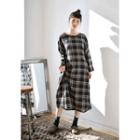 Tie-waist Plaid Long Dress