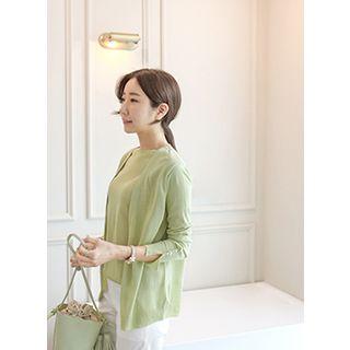 Open-front Button-detail Cardigan