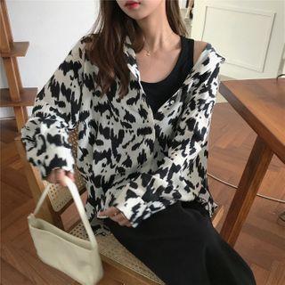 Patterned Shirt Shirt - Black & White - One Size