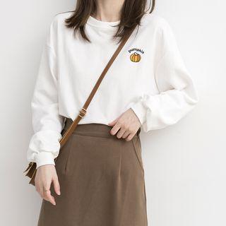 Pumpkin Embroidered Pullover