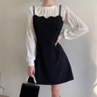Long-sleeve Top / Spaghetti Strap Mini A-line Dress