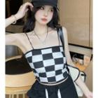 Sleeveless Check Slim-fit Camisole Top