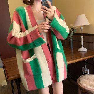 Striped Cardigan / Floral Shirt